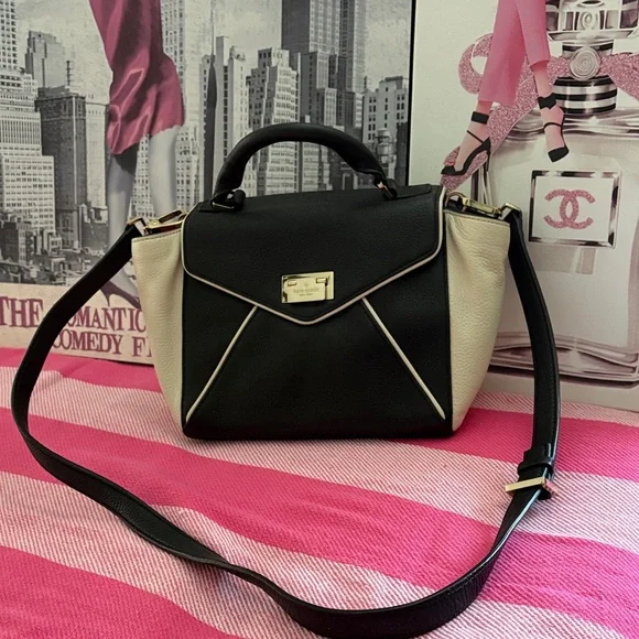Kate Spade Black and Cream crossbody and top handle - Picture 1 of 15